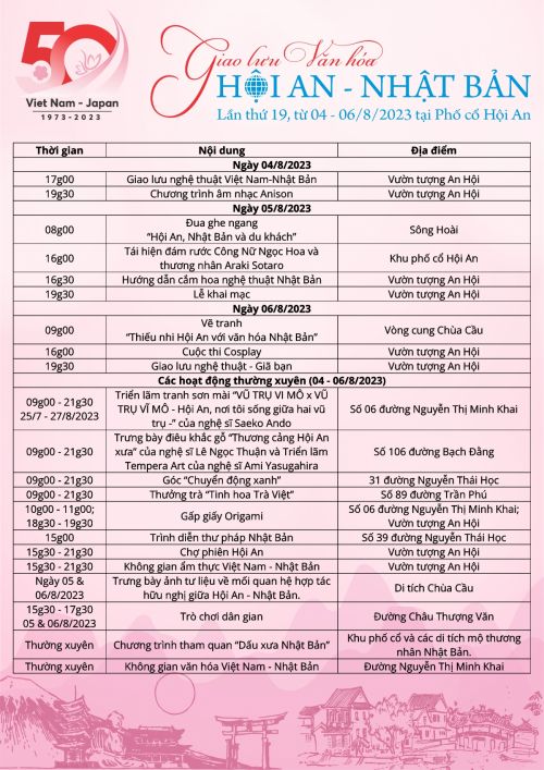 lịch trình lễ hội